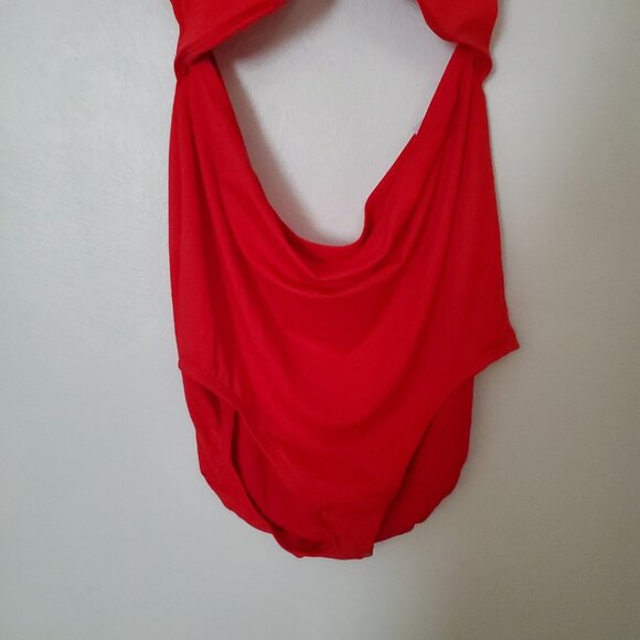 Women's Swimsuit Red 3X One Piece With Cut-out - Picture 4 of 7
